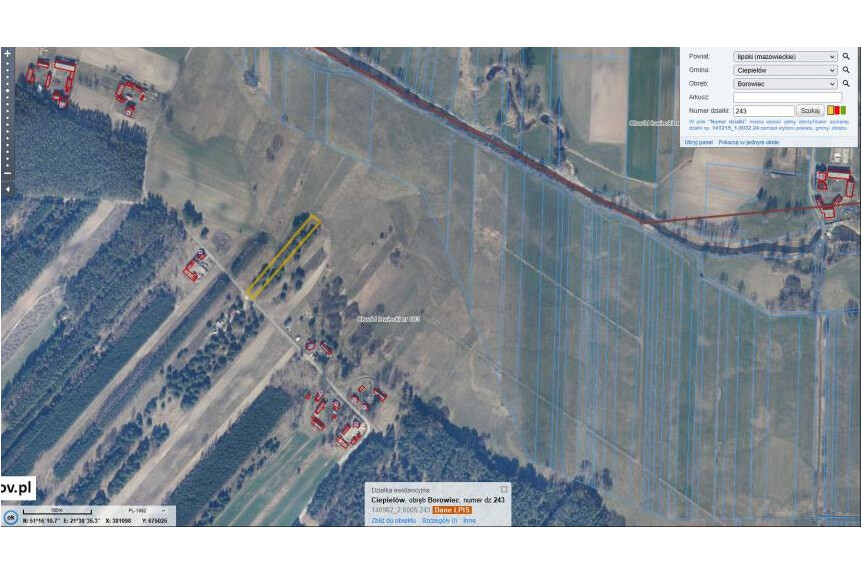 lipski, Ciepiel&oacute;w, Borowiec, Działka na sprzedaż
