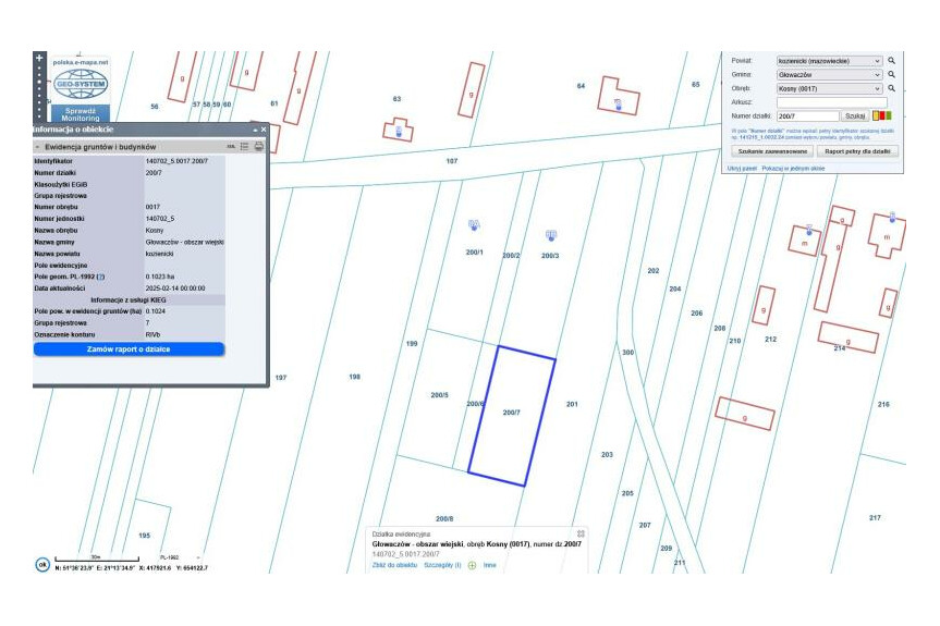 kozienicki, Głowacz&oacute;w, Kosny, Działka na sprzedaż